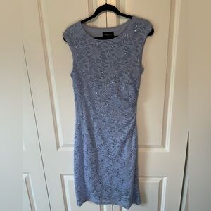 RN Studio by Ronni Nicole Blue Lace Sequin Sheath Midi Dress